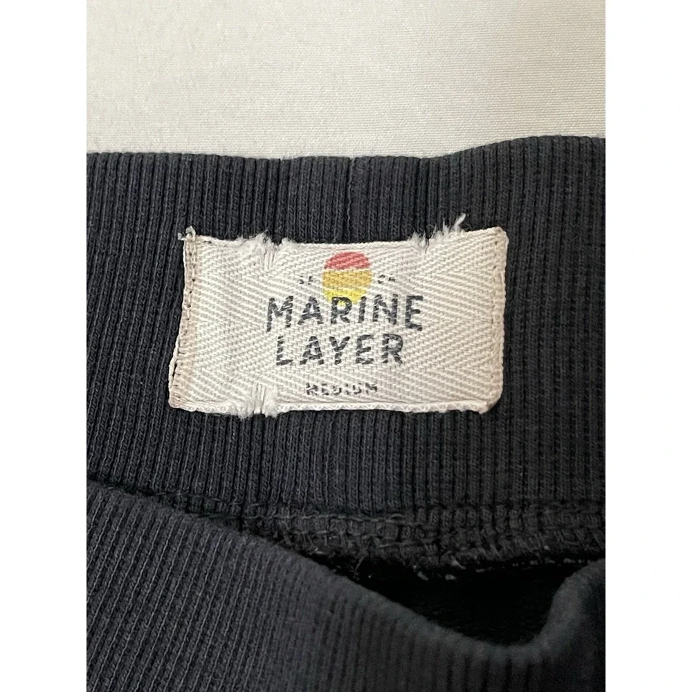 Marine Layer Womens Medium Black Elastic Waist Tapered Jogger Pants